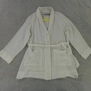 Raquel Allegra Robe Womens 0 XS* White‎ Gauze Cotton Medley Hand Made USA